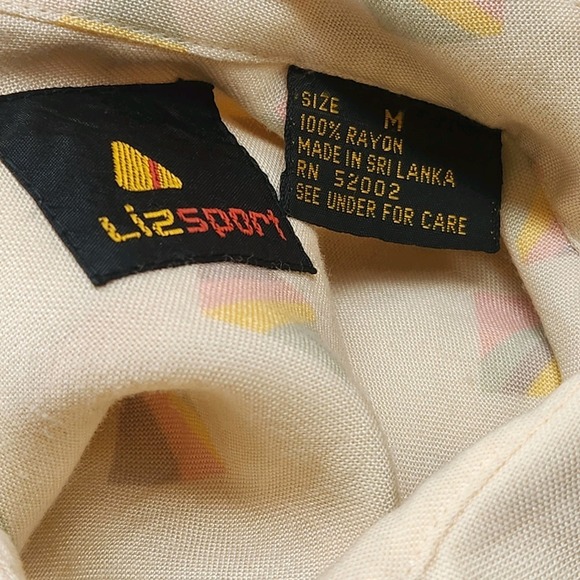 Liz Sport Vintage Top Button Down Shirt Long Sleeve Pastel Geometric Size M 90s - Picture 4 of 7